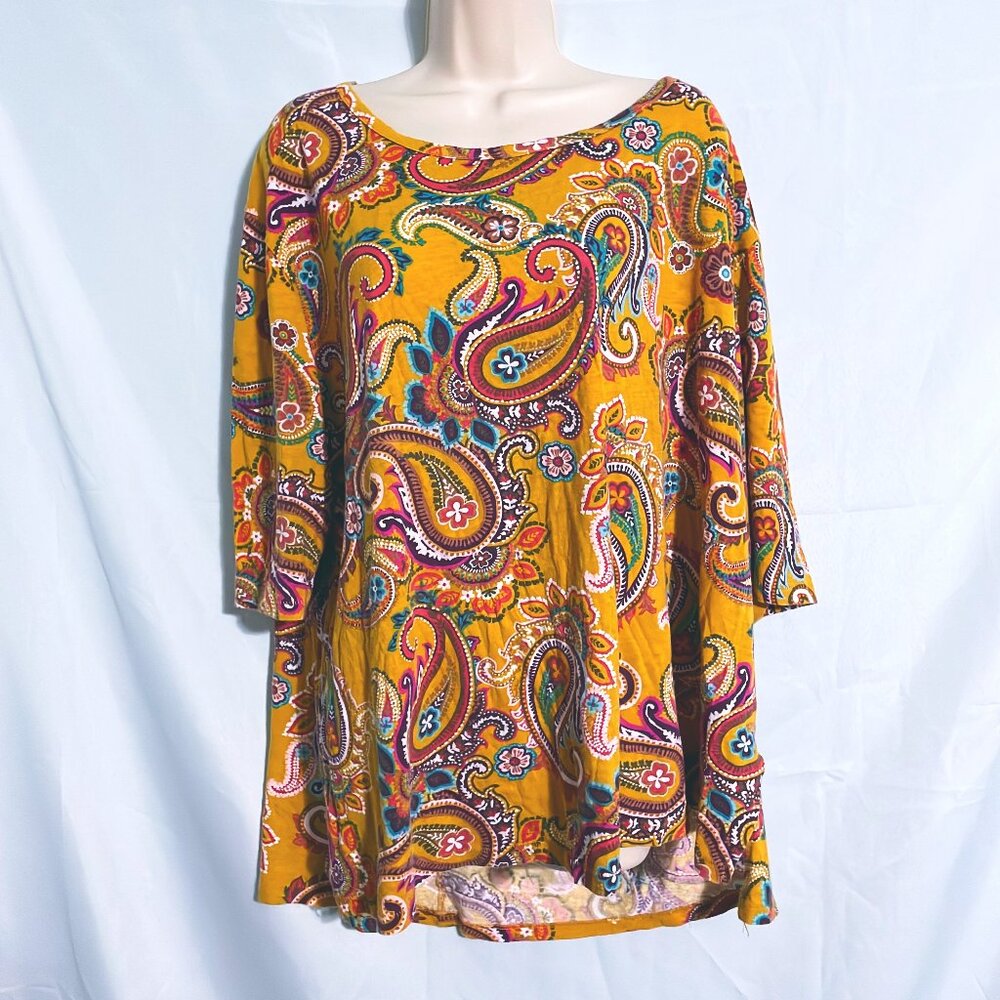 Terra & Sky Cute Paisley Top Size 2X